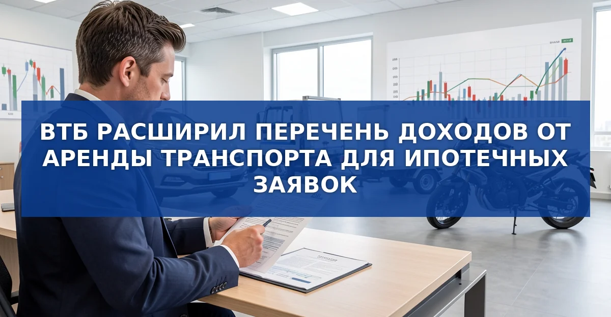 ВТБ расширил правила подтверждения дохода: аренда транспорта теперь учитывается при ипотеке
