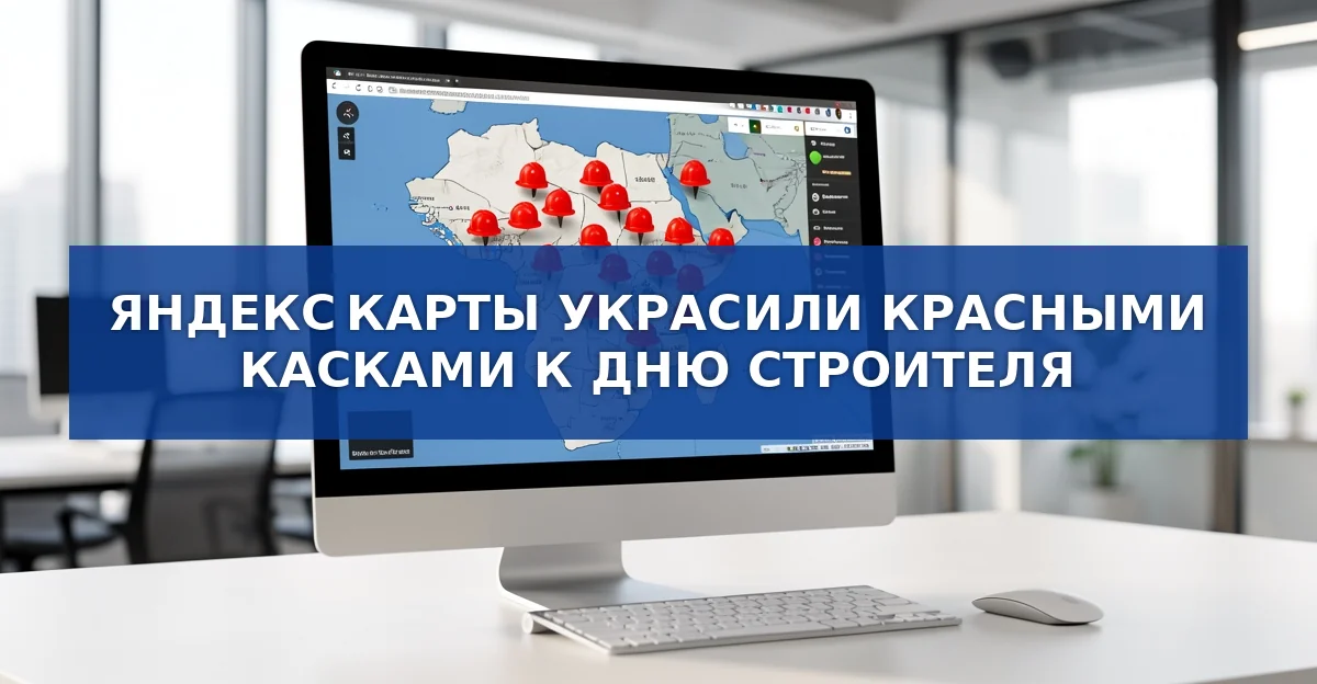 Яндекс Карты украсили красными касками в честь Дня строителя
