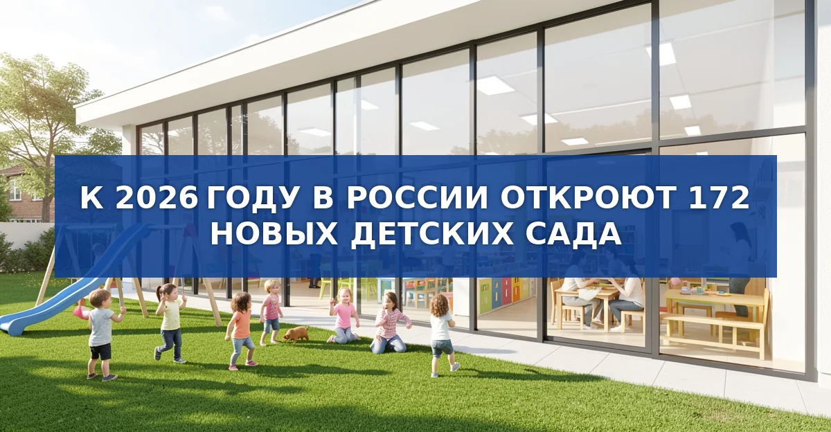 Обложка материала: К 2026 году в России появятся 172 новых детских сада – 35 500 мест для детей