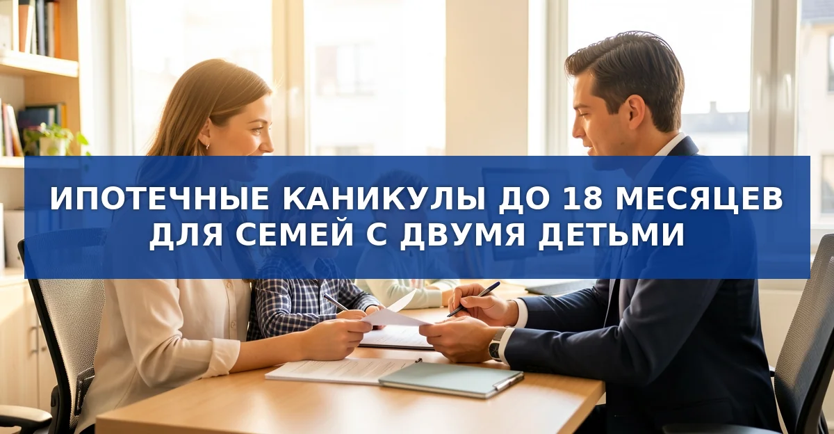 Обложка материала: Новые правила ипотечных каникул: до 18 месяцев для семей с двумя детьми