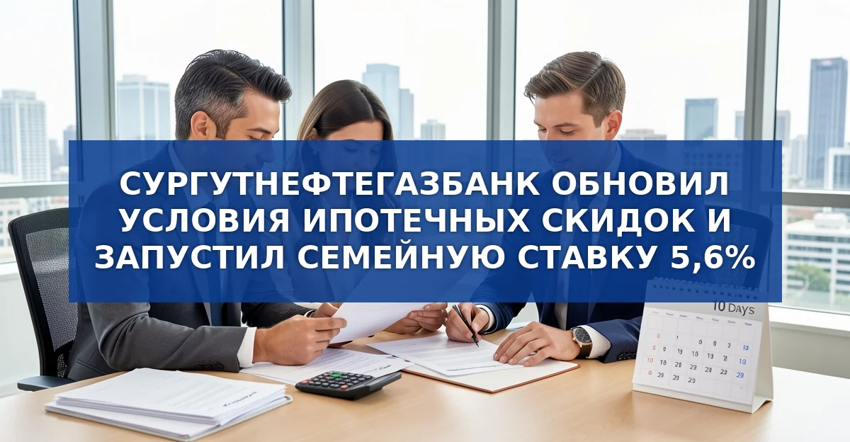 Новые условия ипотечных скидок Сургутнефтегазбанка: -0,2 п.п. при ПВ 20‑30 % и семейная ипотека 5,6 %