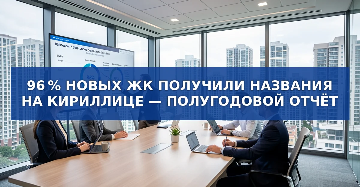 Обложка материала: Кириллица в названиях жилых комплексов: 96 % соответствия за полугодие