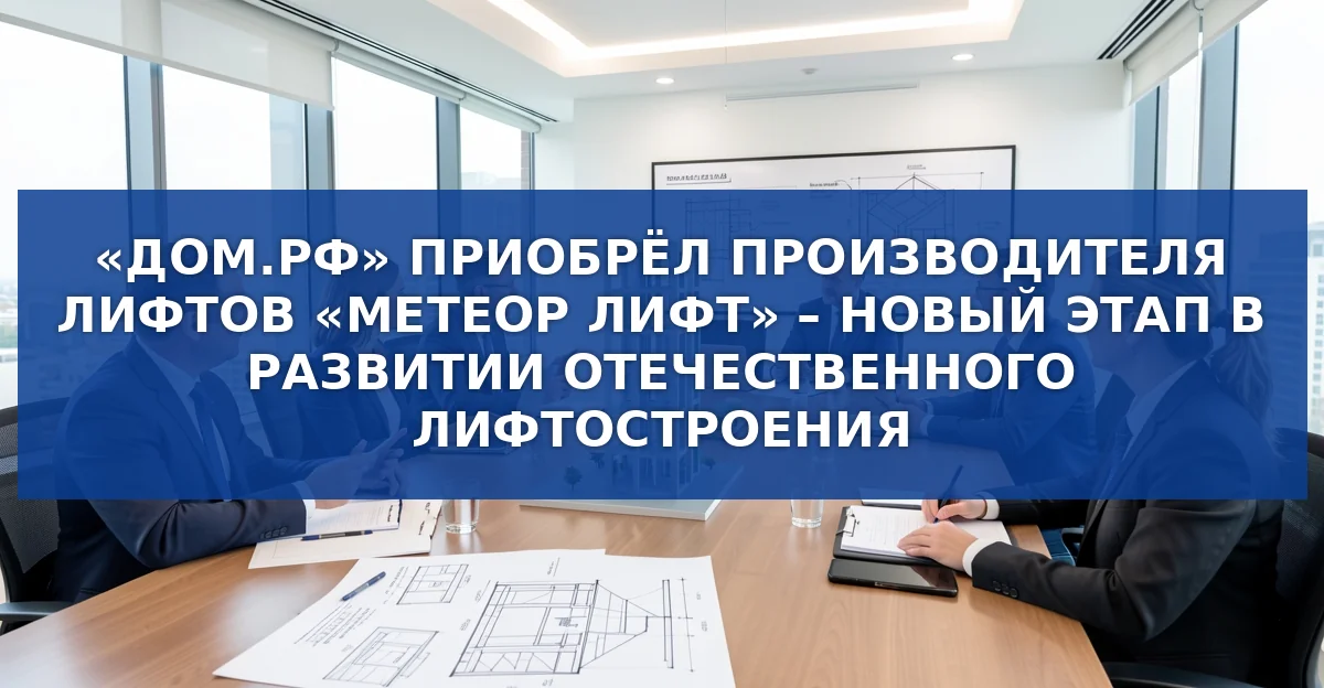 «Дом.РФ» приобретает «Метеор лифт»: новые горизонты отечественного лифтостроения