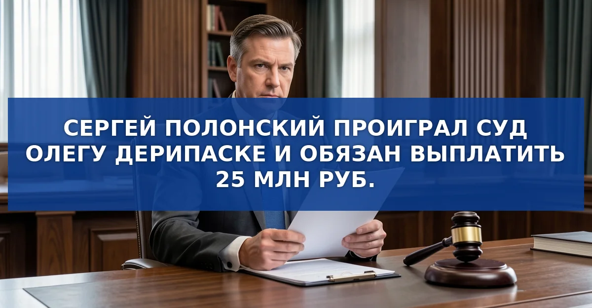 Суд отказал Сергею Полонскому: 25 млн рублей и обязательное опровержение обвинений в адрес Олега Дерипаски