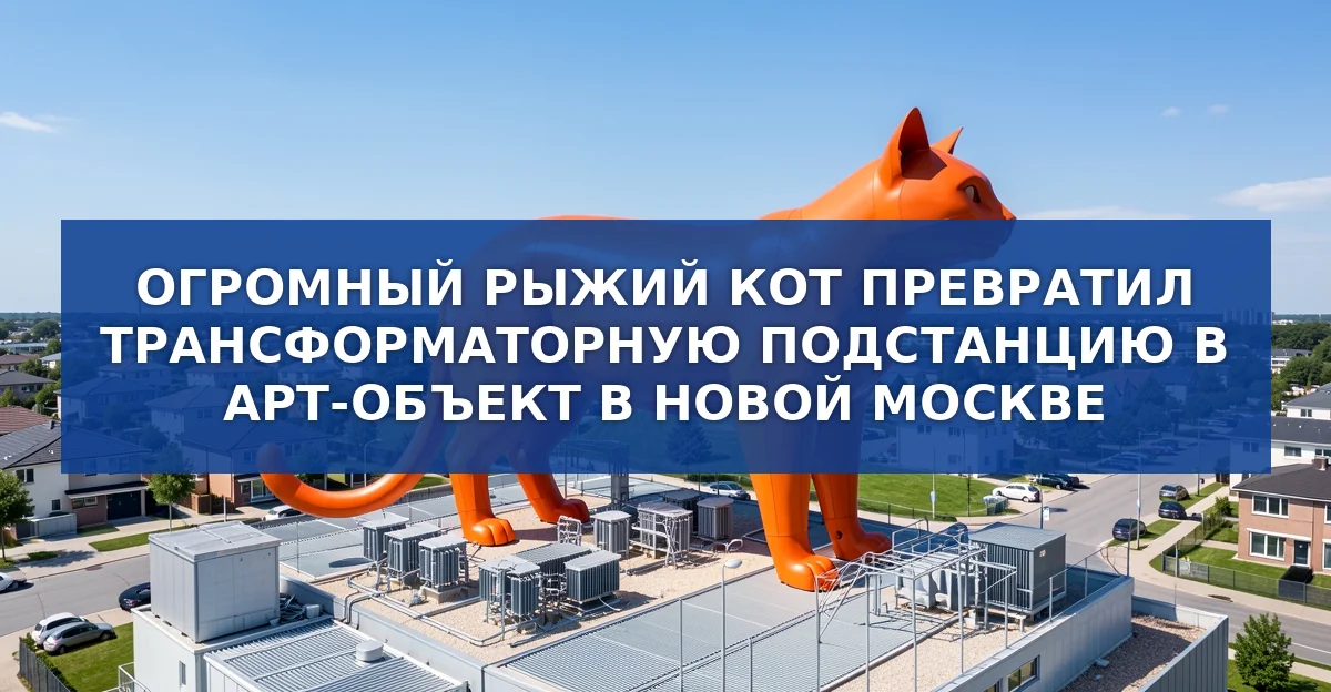 Огромный рыжий кот превратил трансформаторную подстанцию в арт‑объект Новой Москвы
