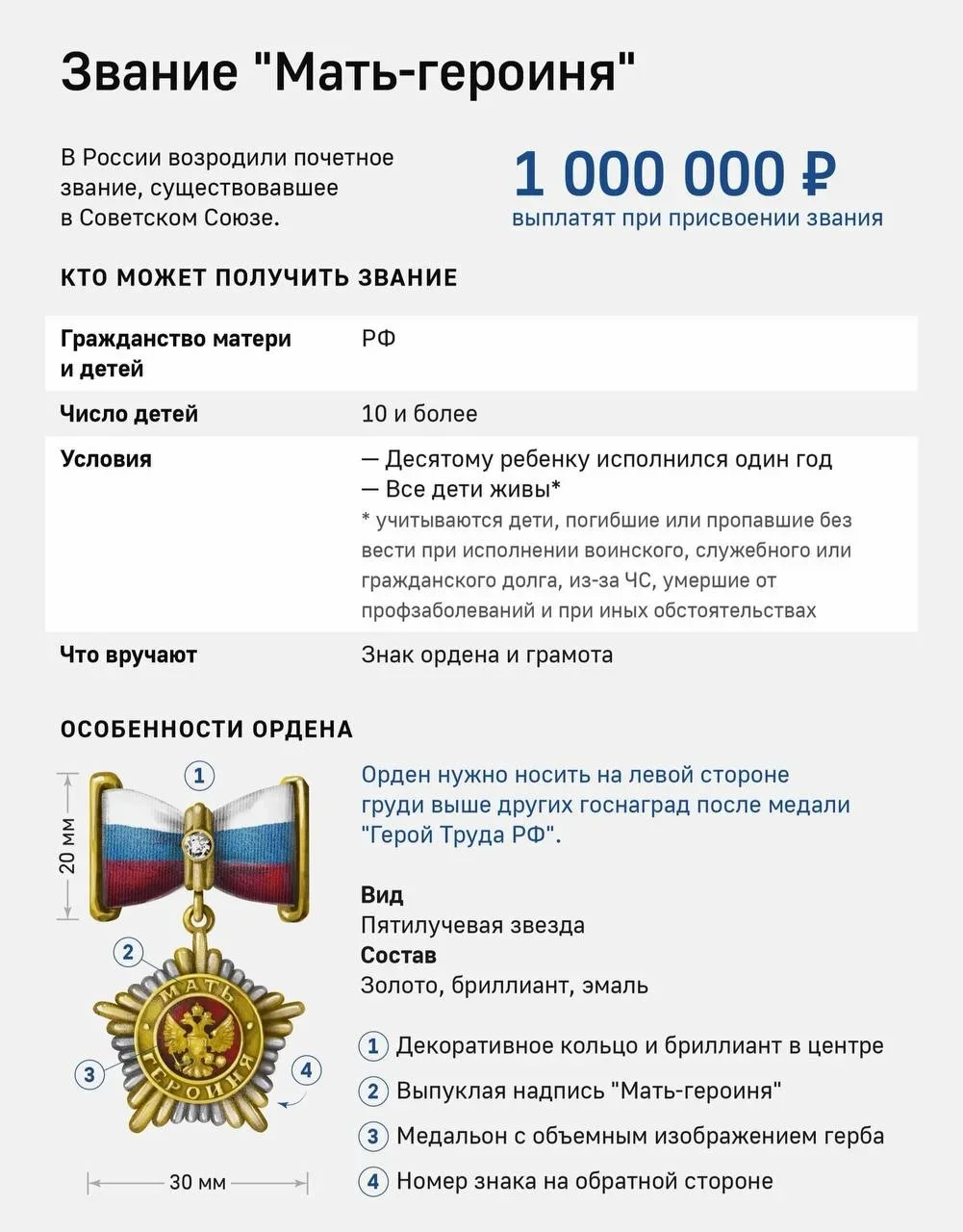С 1 января 2027 года в России начнут выплаты матерям-героиням